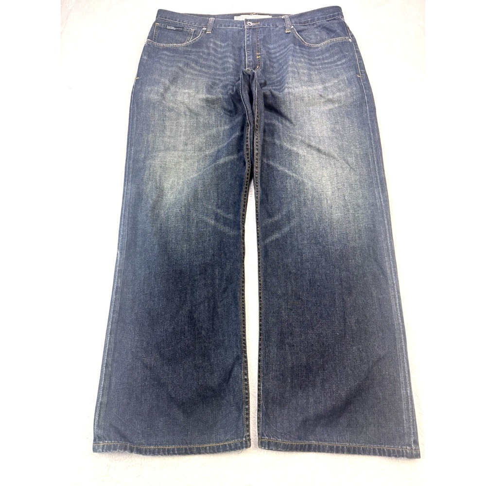 Rocawear Jeans Mens 40x32 Blue Baggy Loose Fit Embroidered Logo Denim Y2K Skater